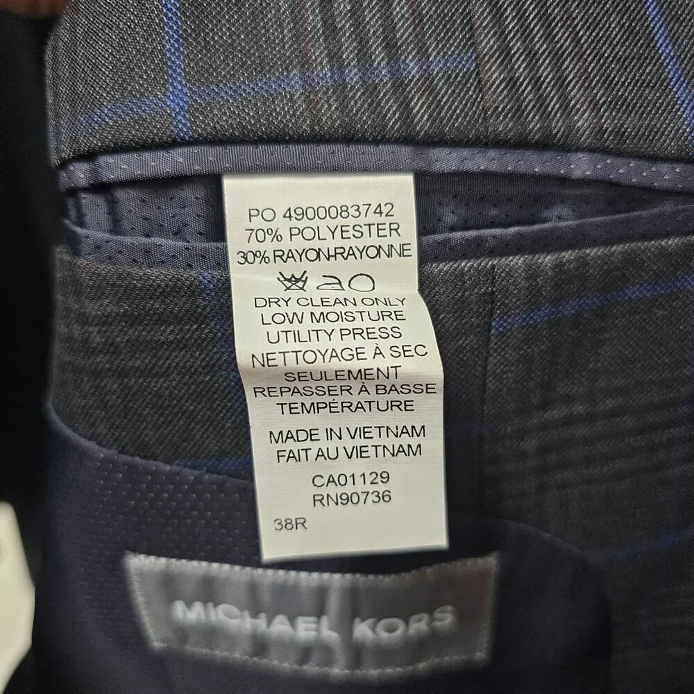 Michael Kors 38R Gray Check 2-Button Sport Coat Blazer Jacket T580